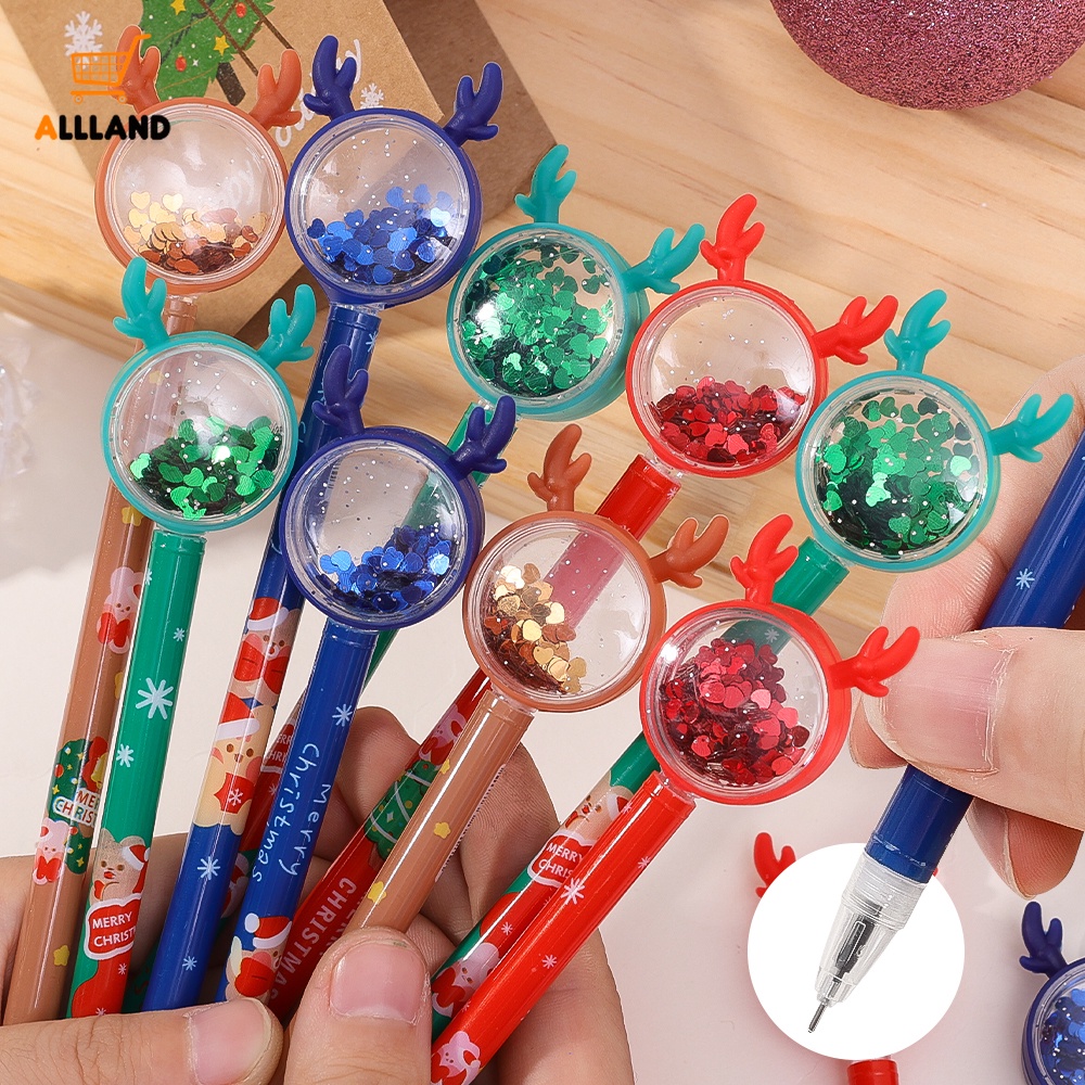 ปากกาเจล ลายการ์ตูนซานตาคลอส คริสต์มาส แบบกด หลายสไตล์ สําหรับเด็กผู้หญิง นักเรียน ของขวัญเครื่องเขียน