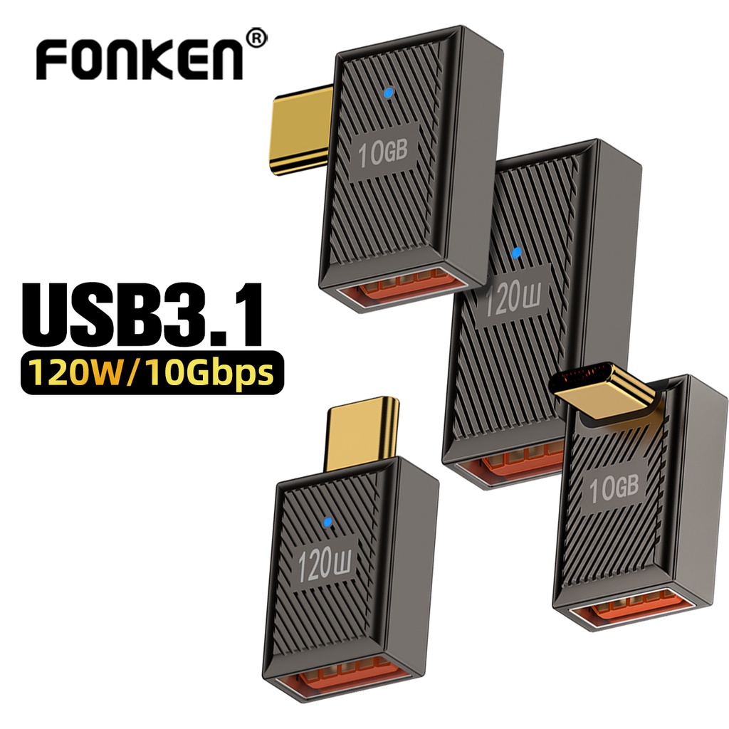 Fonken อะแดปเตอร์แปลงข้อมูล USB Type C OTG 10Gbps เป็น Type C 120W สําหรับโทรศัพท์ Vedio Mcbook Air Pro