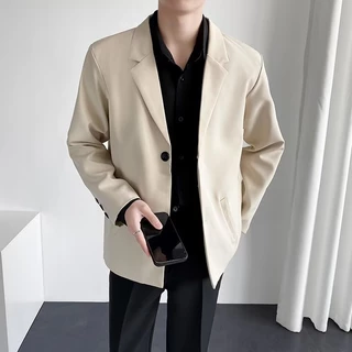 PannoFluxus เสื้อแจ็กเก็ตสูทลําลอง ไม่มีเหล็ก สไตล์อังกฤษ แฟชั่นฤดูใบไม้ร่วง สําหรับผู้ชาย