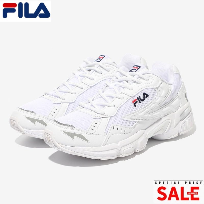 Fila TAURUS 1RM01504D-100 รองเท้าผ้าใบ รองเท้าวิ่ง สีขาว สําหรับผู้ชายและผู้หญิง