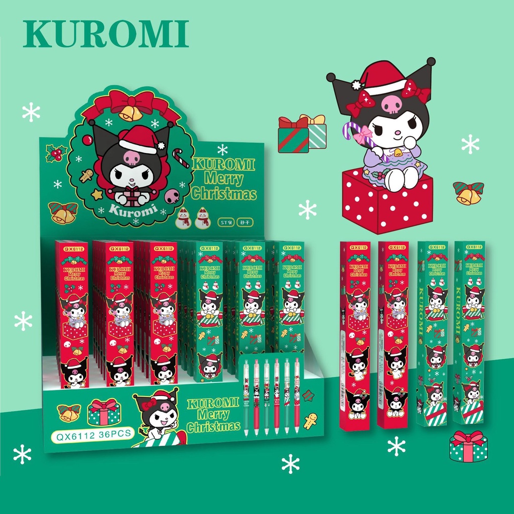 ใหม่ - Sanrio Christmas Kuromi กล่องสุ่ม ปากกา เป็นกลาง กล่องสุ่ม เครื่องเขียนนักเรียนน่ารัก ของขวัญคริสต์มาส ปากกาลายเซ็น ผลัก