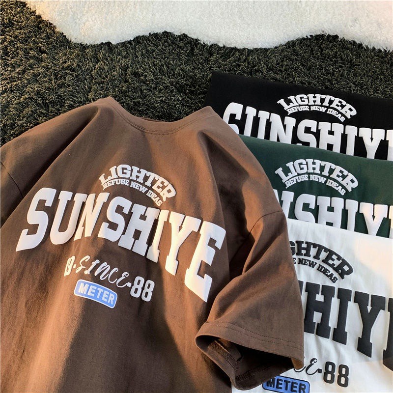 เสื้อยืดแขนสั้นลําลอง พิมพ์ลายตัวอักษร ทรงหลวม ขนาดใหญ่ แฟชั่นฤดูร้อน สําหรับผู้ชาย และผู้หญิง