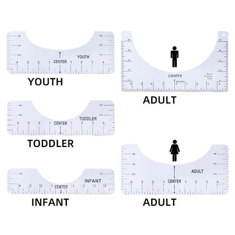 ไม้บรรทัดจัดตำเเหน่งเสื้อยืด INFANT ชุดไม้บรรทัดสร้างเเพทเทิร์น(1ชุด5ชิ้น)