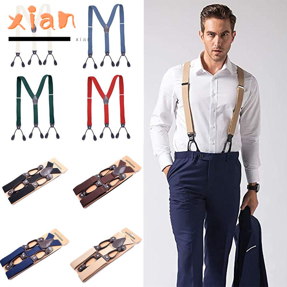 Xianen สายเอี๊ยม สายรัดกางเกง ทรงตัว Y กระดุมปลาย สไตล์วินเทจ สําหรับผู้ชาย ผู้หญิง