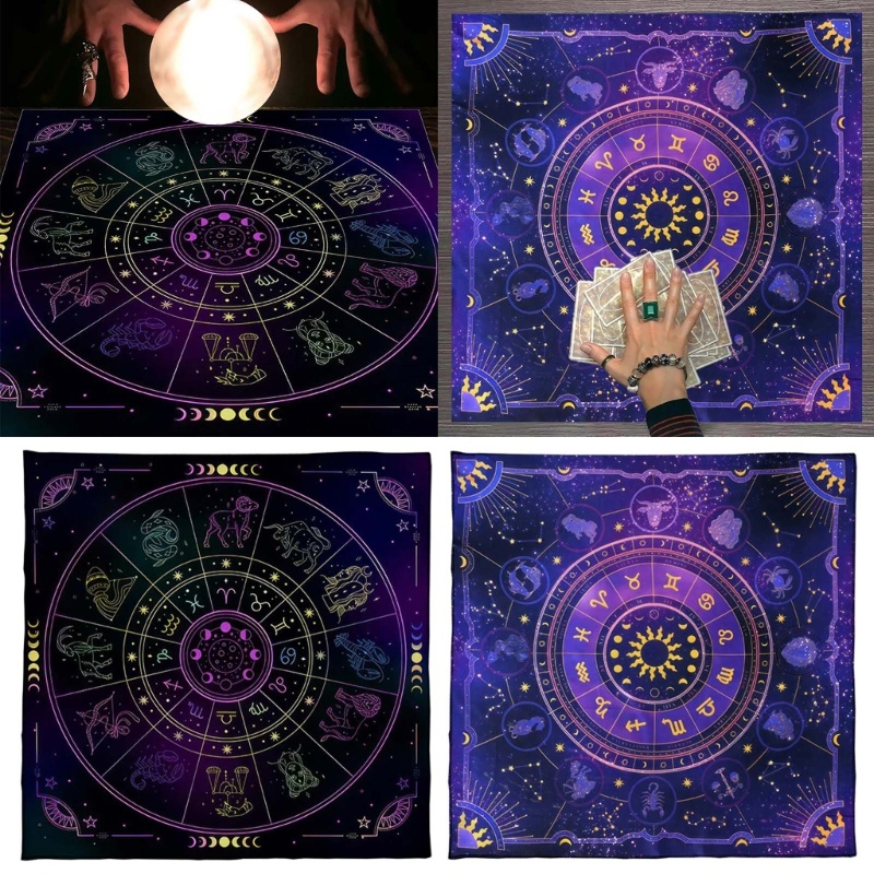 ผ้าปูโต๊ะ ผ้าสักหลาด ทรงสี่เหลี่ยม ลายไพ่ทาโรต์ สําหรับเล่นเกม
