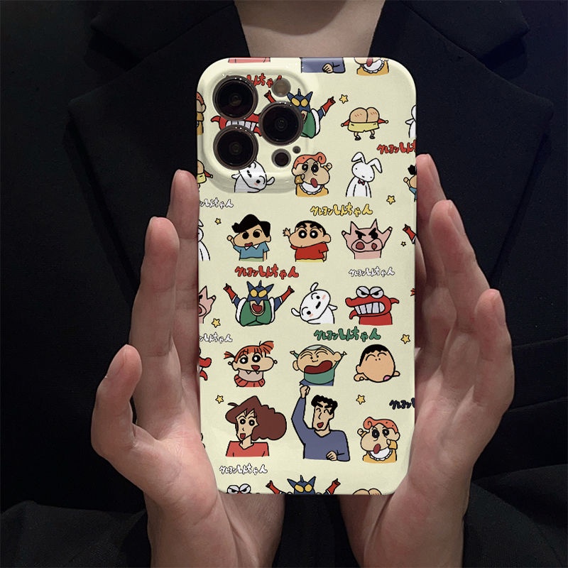 เคสโทรศัพท์มือถือแบบฟิล์มแข็ง ลายการ์ตูนชินจัง สําหรับ Apple 15promax 14 13 12 11 XR 8P XS Max
