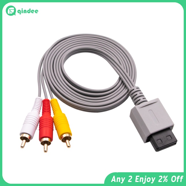 Qindee สายเคเบิ้ล Av สําหรับ Nintendo Wii Controller Console Audio Video Av