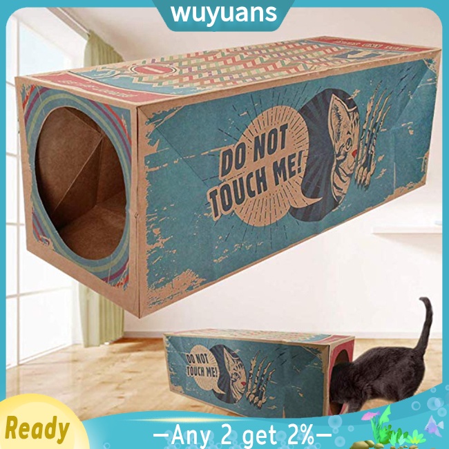 Wuyuans กล่องกระดาษ แบบพับได้ พิมพ์ลายอุโมงค์แมว ของเล่นสําหรับแมว