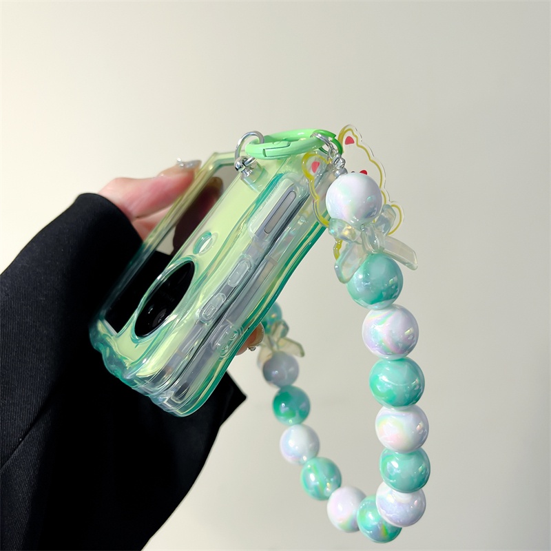 เคสโทรศัพท์มือถือ แบบใส ขอบหยัก ป้องกัน พร้อมสายโซ่คล้อง สีพื้น แฟชั่น สําหรับ OPPO FIND N3 FLIP OPPO FIND N2