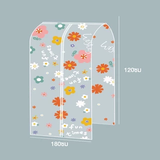 ถุงคลุมเสื้อผ้า พลาสติก ลายดอกไม้ กันน้ำ ทำความสะอาดง่าย มี 2 ขนาด