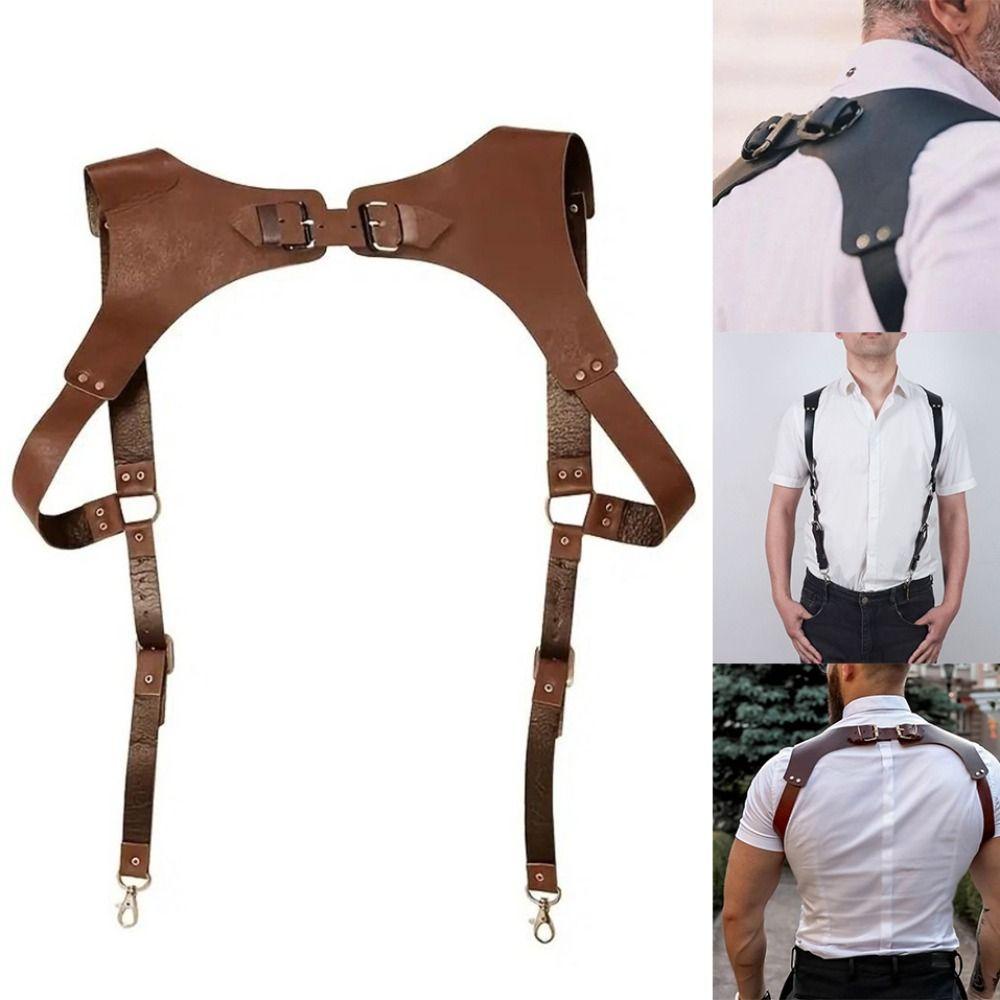 เอมิลี ผู้ชาย สายรัด เข็มขัด,หนัง ปู่ สายรัดไหล่วงเล็บยืดหยุ่น,แฟชั่นวินเทจอ่อนโยน นักกีฬา สายรัดปรับคลิปเข็มขัดผู้ใหญ่ผู้ให