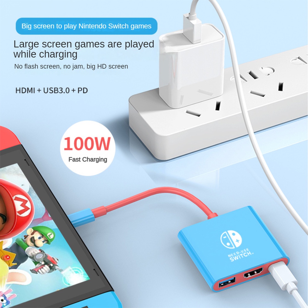 3in1 อะแดปเตอร์ฮับ Type C เป็น HDMI USB C Type C สําหรับ Nintendo Switch OLED V1 V2 TV 4K USB3.0 PD ชาร์จ USBC โทรศัพท์ แล็ปท็อป แท็บเล็ต