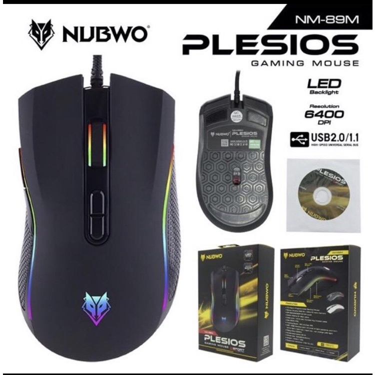 PLESIOS NM-89Mเมาส์มาโคร Nubwo Nm-89สําหรับเล่นเกม ราคาถูก มีสาย