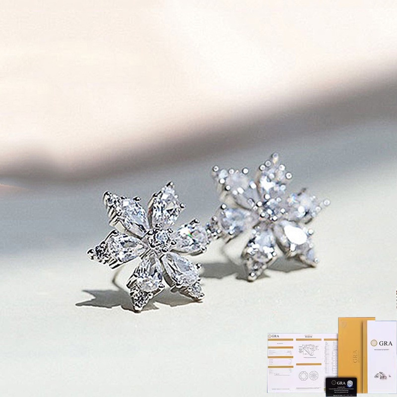 [ใบรับรอง GRA ฟรี] S925 เงิน 新款耳饰