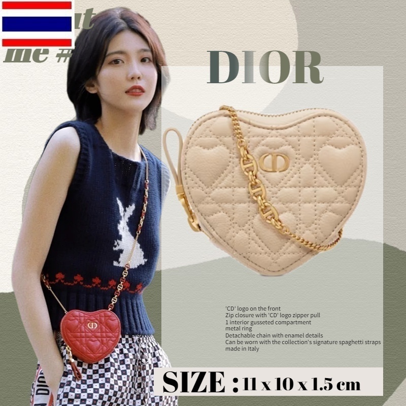 ⭐ดิออร์ Dior DIORAMOUR DIOR CARO Heart Chain Bag กระเป๋าใส่เหรียญสุภาพสตรี YQ76