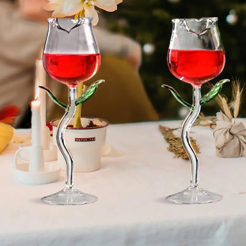 Rose Wine Glass Romantic Cocktail Red Wine Glass 150/280ml Rose Flower Shaped Juice Champagne Glass 