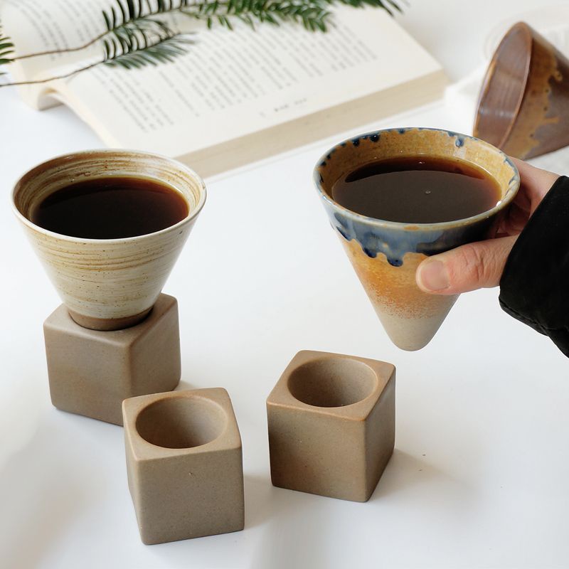 ถ้วยกาแฟเซรามิค แฮนด์เมด สไตล์ญี่ปุ่น เรโทร สําหรับตกแต่งบ้าน
