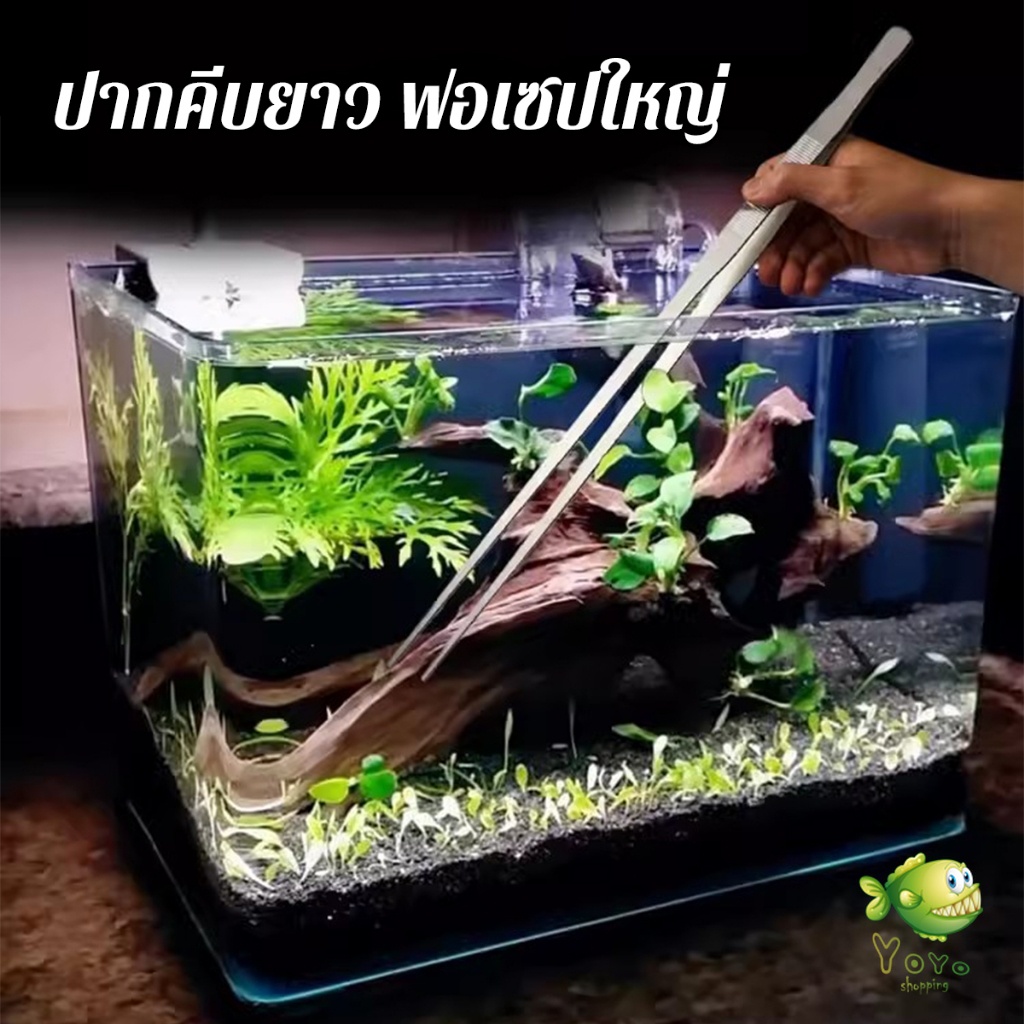 YOYO แหนบจัดตู้ปลา แบบสแตนเลส 27cm มีปลายตรงและปลายงอ Long Handle Tweezers - รูปที่ 5