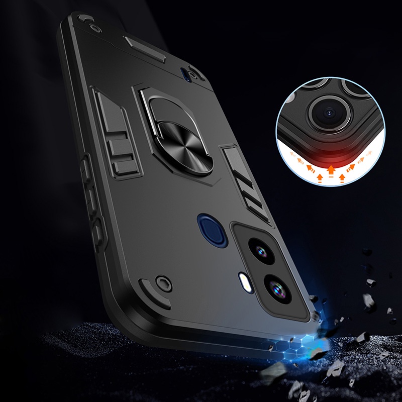 สําหรับ Tecno Pop 6 BE7 Hybrid เกราะกันกระแทกกรณีแหวนผู้ถือขาตั้ง