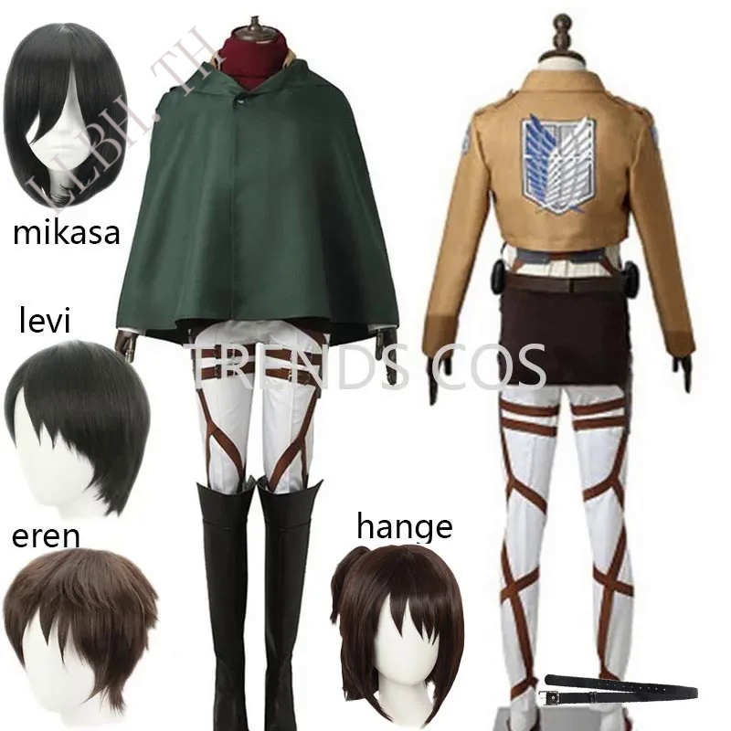 คอสเพลย์อะนิเมะ Levi Ackerman Mikasa Ackerman คอสเพลย์ Eren Jaeger ชุด hange ZOE คอสเพลย์เครื่องแต่ง