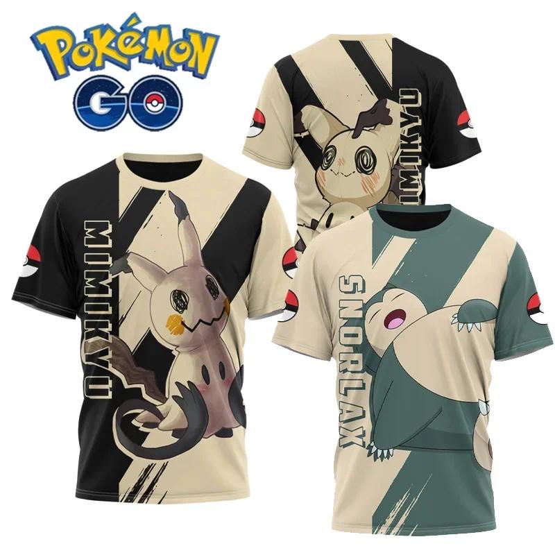 Pikachu Pokmon พิมพ์เสื้อยืดฤดูร้อนแขนสั้นหลวมรอบคอ Hip Hop street เสื้อยืด Harajuku super top cool