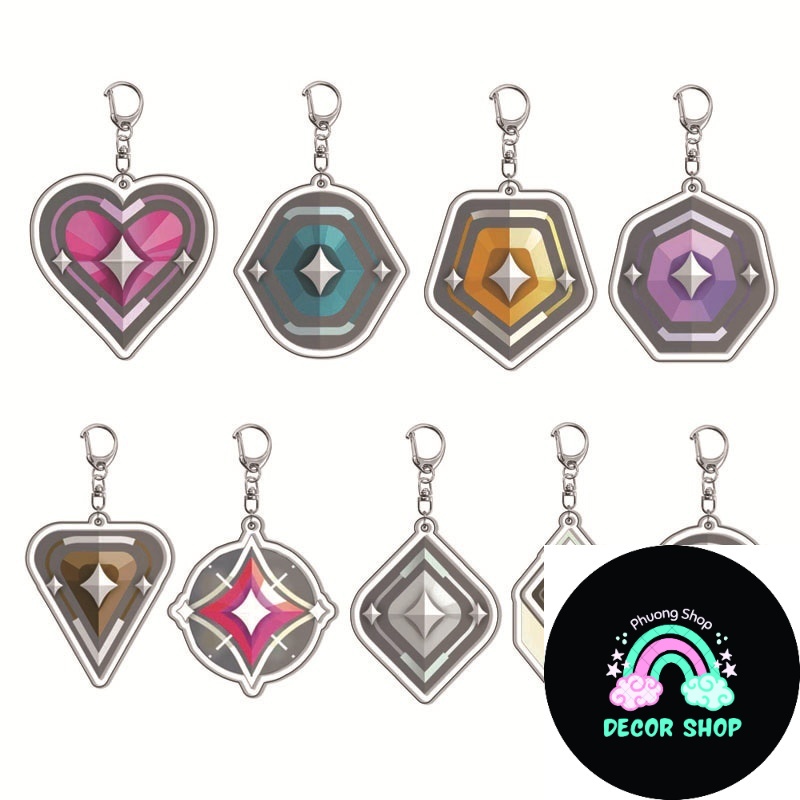 Hot Anime Game Valorant Astra Killjoy Jett Shova Cypher พวงกุญแจพิมพ์ 2 ด้านใสในอะคริลิคพลาสติก chib