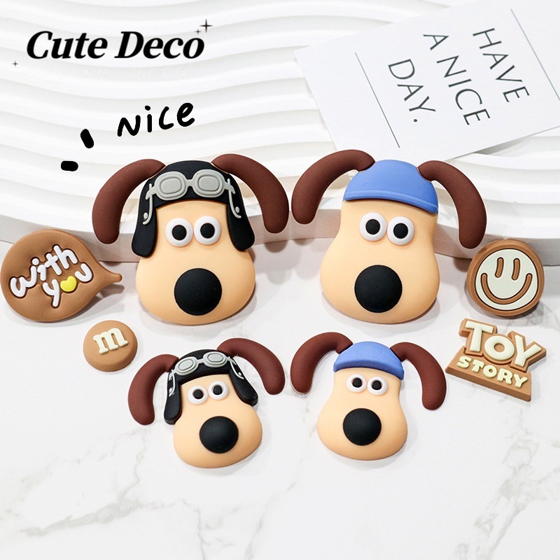 3d สามมิติหัวสุนัข Jibbitz Charm รองเท้าตกแต่ง PVC