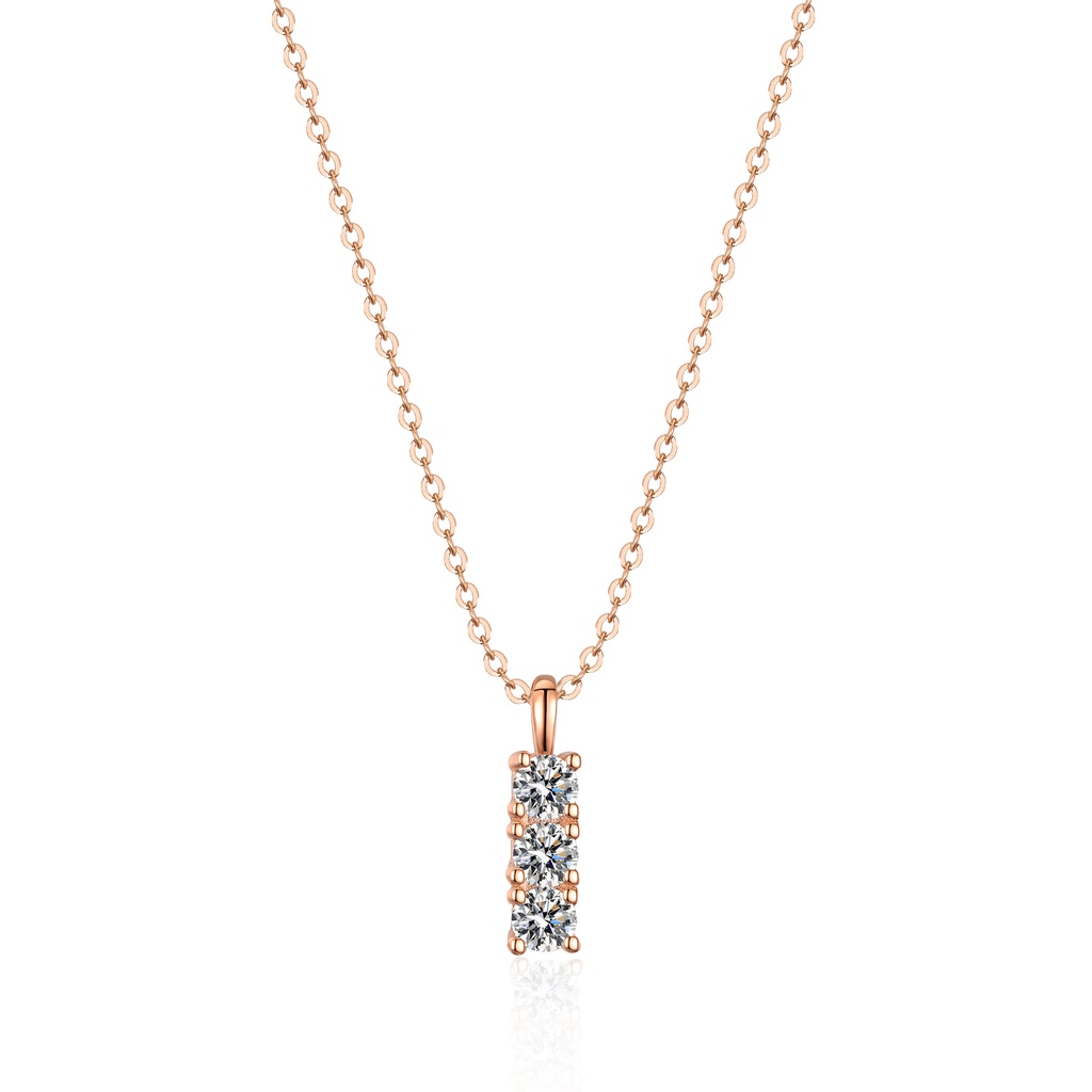 จริง Moissanite 0.3ct สามหินออกแบบรอบตัดสีขาว D Designer สไตล์สร้อยคอ S925 เงินสเตอร์ลิงพร้อมการรับรอง GRA สามารถ Pass Test สําหรับหมั้นงานแต่งงาน