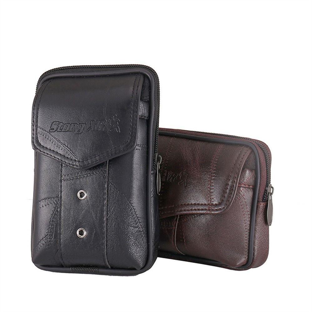 Yunhi Belt Wallet, Leather Large Capacity Mobile Phone Bag, Solid color Running Pouch