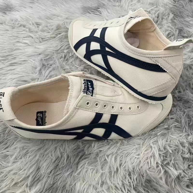 Onitsuka ญี่ปุ่นน้ําหนักเบากีฬารองเท้าลําลองผ้าใบ Lazy Lace-Free ผู้ชายผู้หญิงรองเท้า