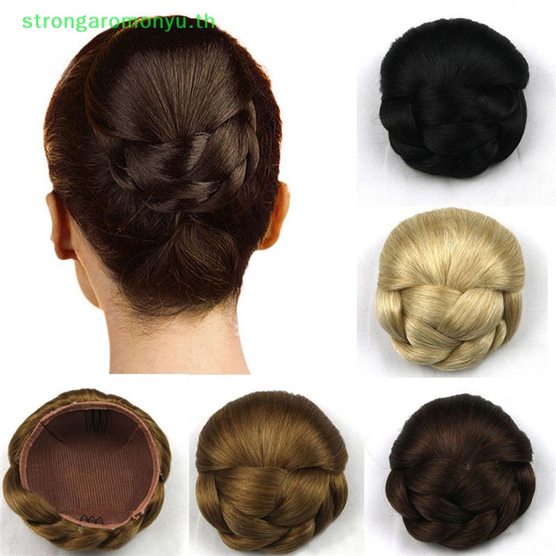 Strongarmonyu สตรี Lady Chignon สังเคราะห ์ Updo Hairpiece Clip-In Hair Bun Extension TH