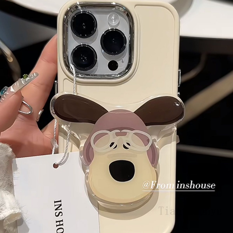 เคสโทรศัพท์มือถือ TPU ปิดด้านหลัง ลายสุนัข พร้อมขาตั้ง ดัดแปลง สําหรับ iPhone 11 14pro XR 13 PRO 11 