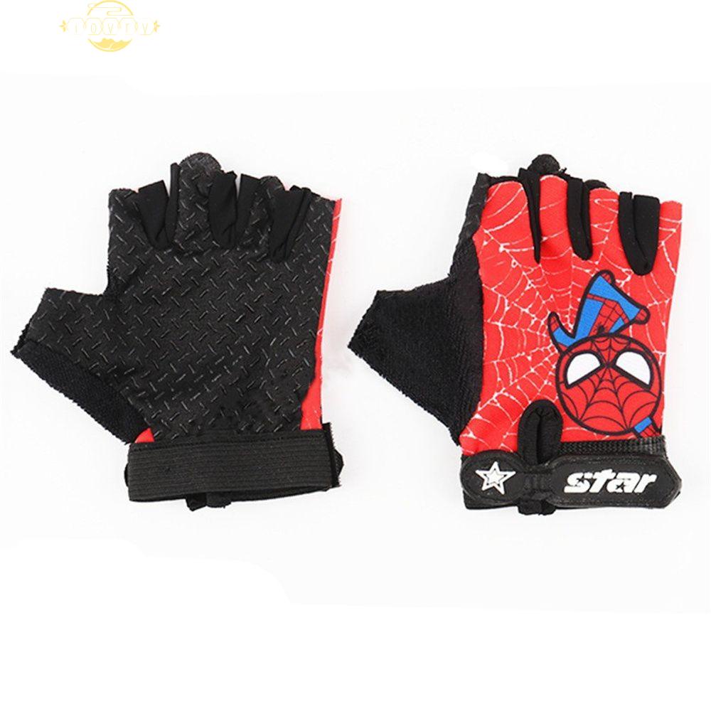Ivory ถุงมือขี่จักรยาน วิ่ง ของขวัญสําหรับเด็กผู้ชาย สําหรับเด็ก ถุงมือครึ่งนิ้ว ลายการ์ตูน