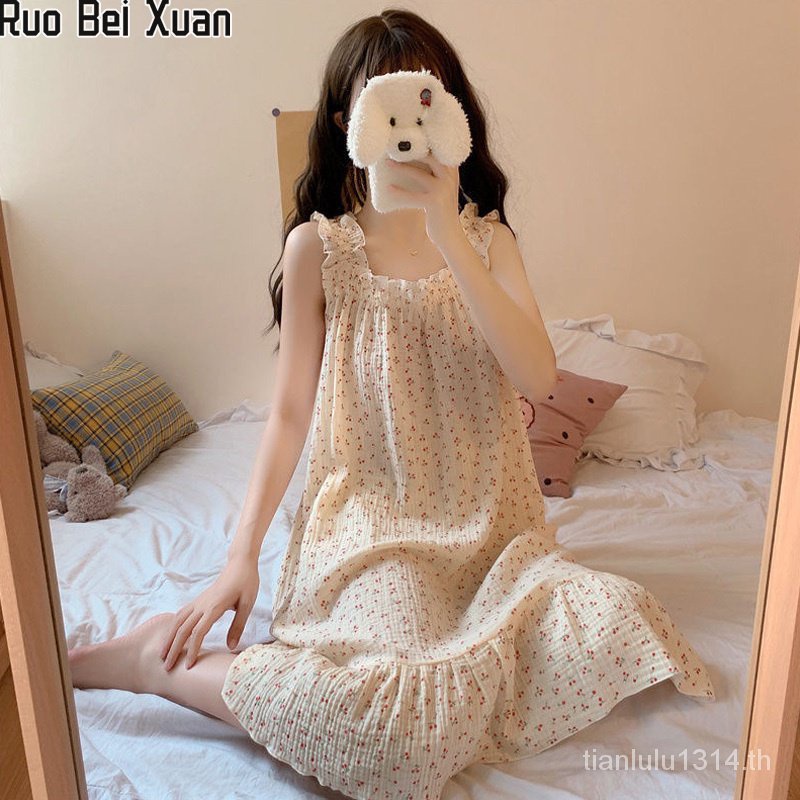 Ruo Bei Xuan ชุดนอน ทรงหลวม สไตล์ฝรั่งเศส สําหรับผู้หญิง