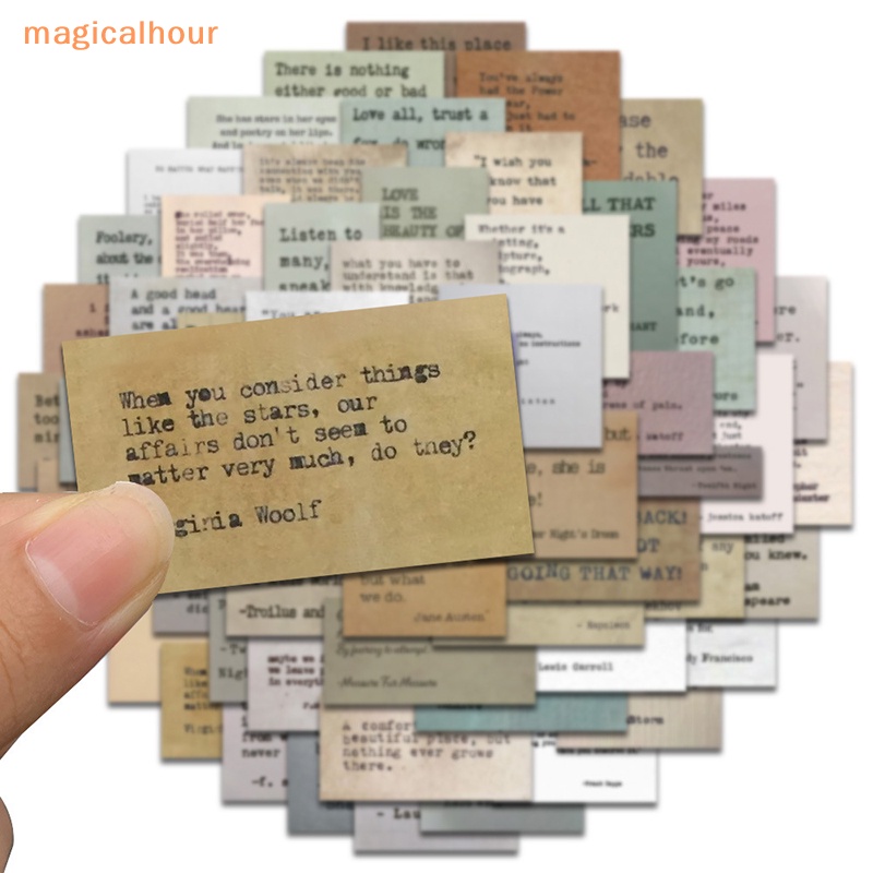Magicalhour^^ สติกเกอร์ ลายคําคมกราฟฟิตี้ กันน้ํา สไตล์วินเทจ สําหรับติดตกแต่งสเก็ตบอร์ด กระเป๋าเดินทาง แล็ปท็อป กีตาร์ ของเล่นเด็ก 60 ชิ้น