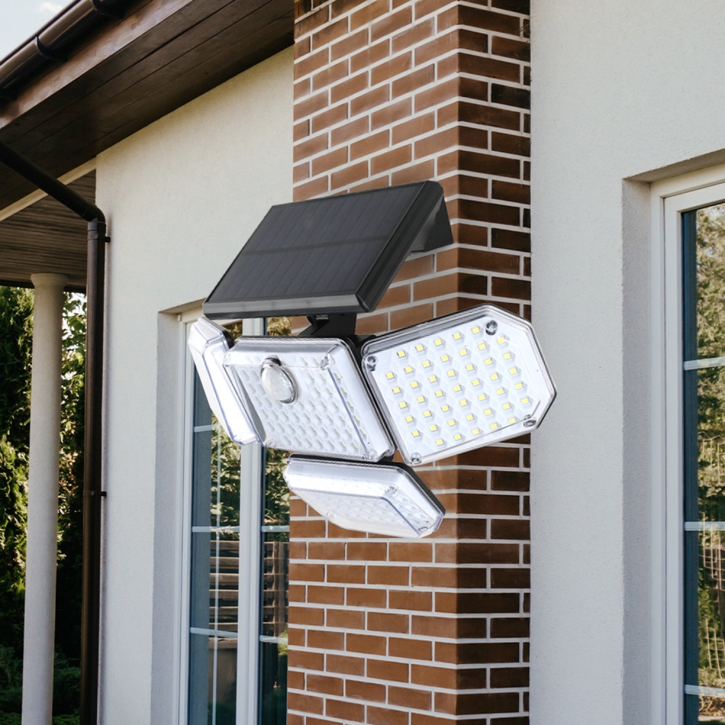 LOCAL789 EILON โคมไฟโซลาร์เซล์ติดผนัง 5W 4 โคม ปรับองศาได้ รุ่น TYN-BD-12 สีดำ แสงเดย์ไลท์ ร้านอยู่ใ