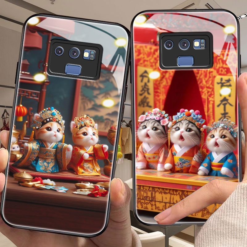 Dmy เคสโทรศัพท์มือถือกระจกนิรภัย ลายแมว สําหรับ samsung note 20 ultra 10 lite 9 plus 8 f23 f12 f02s 