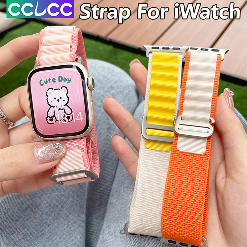 Cclcc สายนาฬิกาข้อมือไนล่อนถัก ยืดหยุ่น ระบายอากาศ สองสี สําหรับ iWatch 49 มม. 45 มม. 41 มม. 44 มม. 40 มม. 42 มม. 38 มม. Apple Smart Watch Ultra SE Series 9 8 7 6 5 4 3 2 1