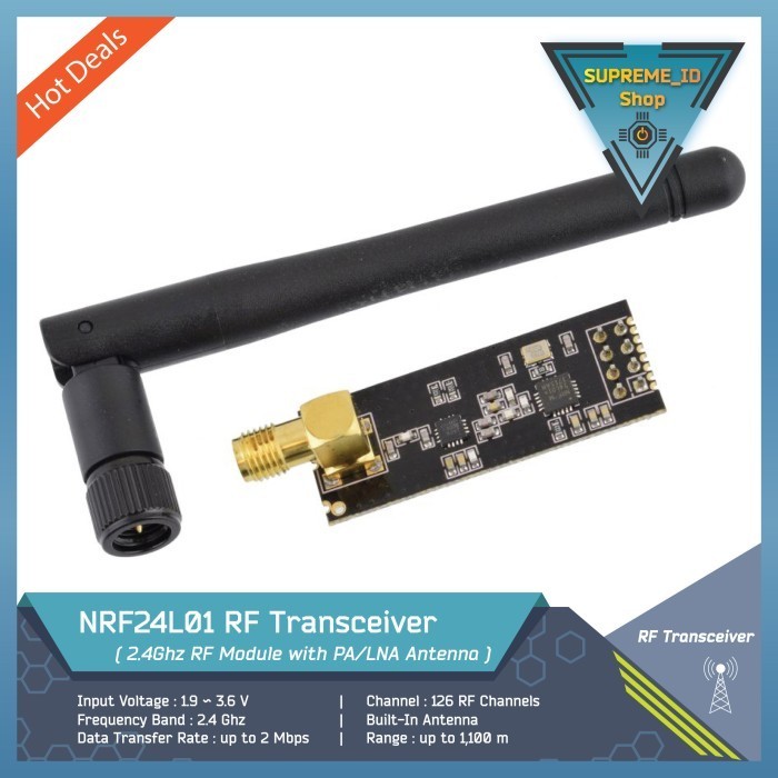 NRF24L01 2.4Ghz RF Wifi Transceiver Module + เสาอากาศ PA/LNA ระยะไกล