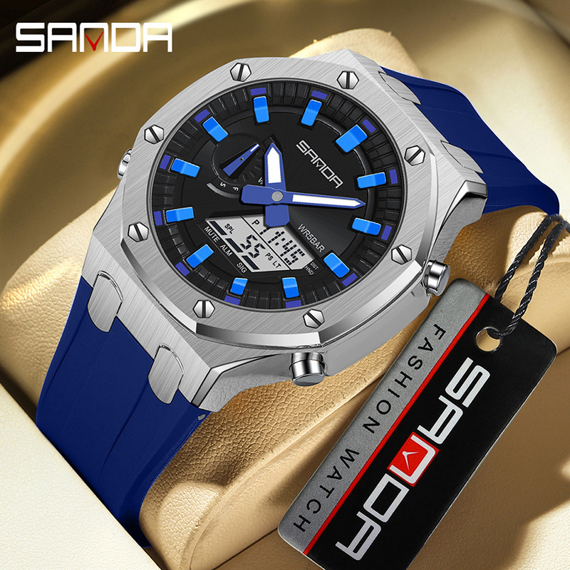Sanda Oak นาฬิกาข้อมืออิเล็กทรอนิกส์ กันน้ํา อเนกประสงค์ สําหรับผู้ชาย SD3309-2