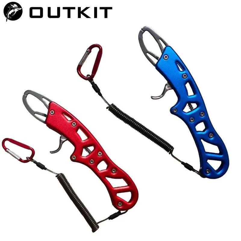 OUTKIT ชุดอุปกรณ์ตกปลาอลูมิเนียมอัลลอยด์ Fish Lip Grip ตัวควบคุมปลาพร้อมคีมมัลติฟังก์ชั่นอุปกรณ์สําหรับเครื่องมือตกปลา