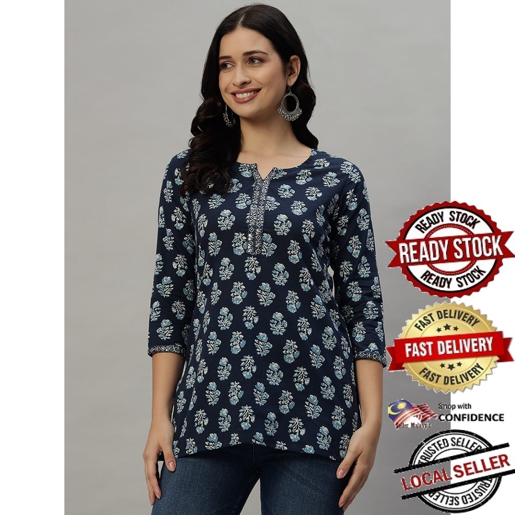 Short Kurti Indian Women Kurtis Top Saree Sari Punjabi Suit Readymade Kurti UD43080/43081ATTP