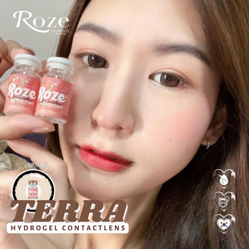 💓คอนแทคเลนส์⭐ขนาดบิ๊กอาย ตาโต⭐Gray⭐Brown✨Terra (Rozelens)