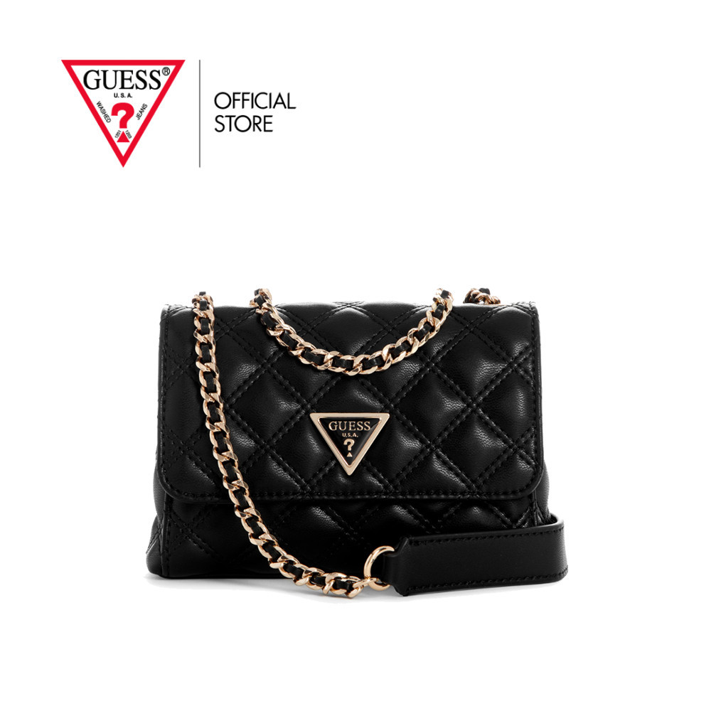GUESS กระเป๋า รุ่น QG874874 GIULLY MINI 2 COMPARTMENT CONVERTIBLE FLAP สีดำ