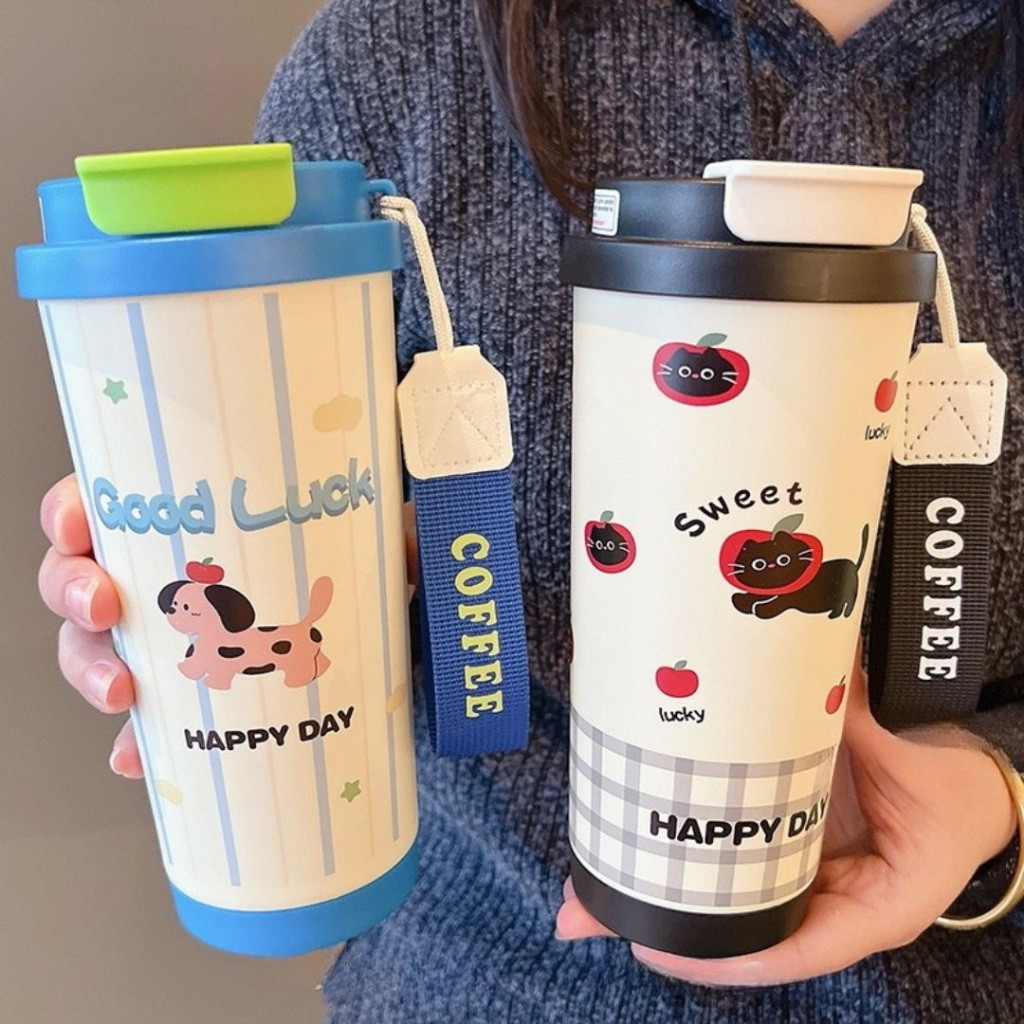 Xiaoju แก้วเซรามิก สแตนเลส 316 แก้วกาแฟ เก็บได้ทั้งร้อนและเย็น ขนาด 550ml มีหลอดกรองชาให้ในตัว