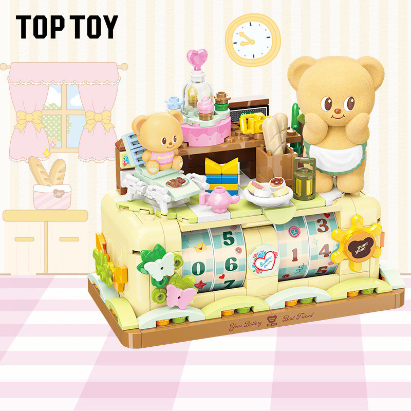Toptoy ของแท้ Butter Bear Perpetual Calendar Building Blocks ประกอบของเล่นเพื่อการศึกษาตกแต่งห้องของ