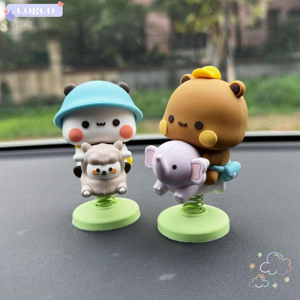Corco Panda Bear รูป,เขย่าหัว PVC Bubu Dudu Bear ของเล่น, น่ารัก Kawaii Bubu Dudu สะสมคอนโซลกลางรถเครื่องประดับรถบ้าน
