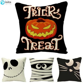 Isita ปลอกหมอน ลาย Trick or Treat ขนาด 18x18 นิ้ว สําหรับตกแต่งบ้าน ห้องนั่งเล่น