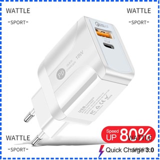 Wattle อะแดปเตอร์ชาร์จเร็ว ปลั๊ก US UK EU 18W Type C 2PD+3USB 5V3A PD QC3.0 สําหรับ iPhone โทรศัพท์มือถือ 12 13 14 Max