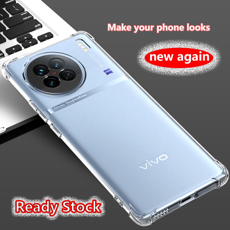 สําหรับ Vivo X90 X90 Pro 5G V2241A V2242A คริสตัลใส 4 มุมกันกระแทกยางนุ่ม Jelly กรณีเคสโทรศัพท์ปกหลั